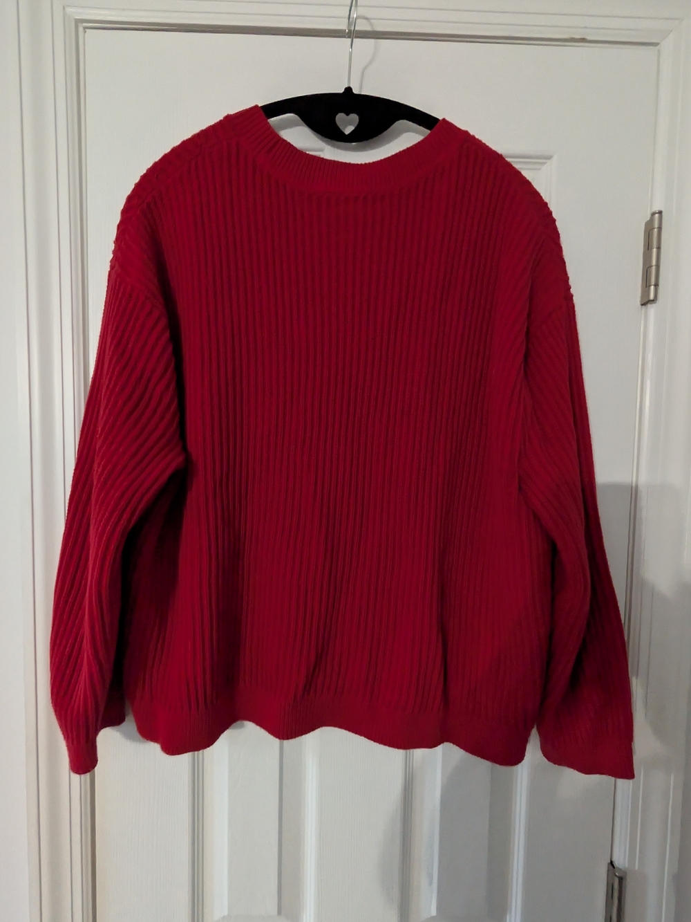 Tommy Hilfiger Women's Bright Red Ribbed Crewneck Sweater